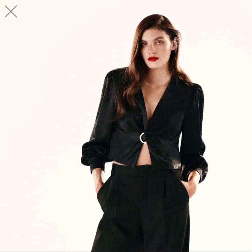 SOLD - ZARA Ring Trim Satin Effect Top
